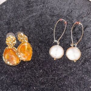 Gold-Tone Amber Swirl Drop Earrings